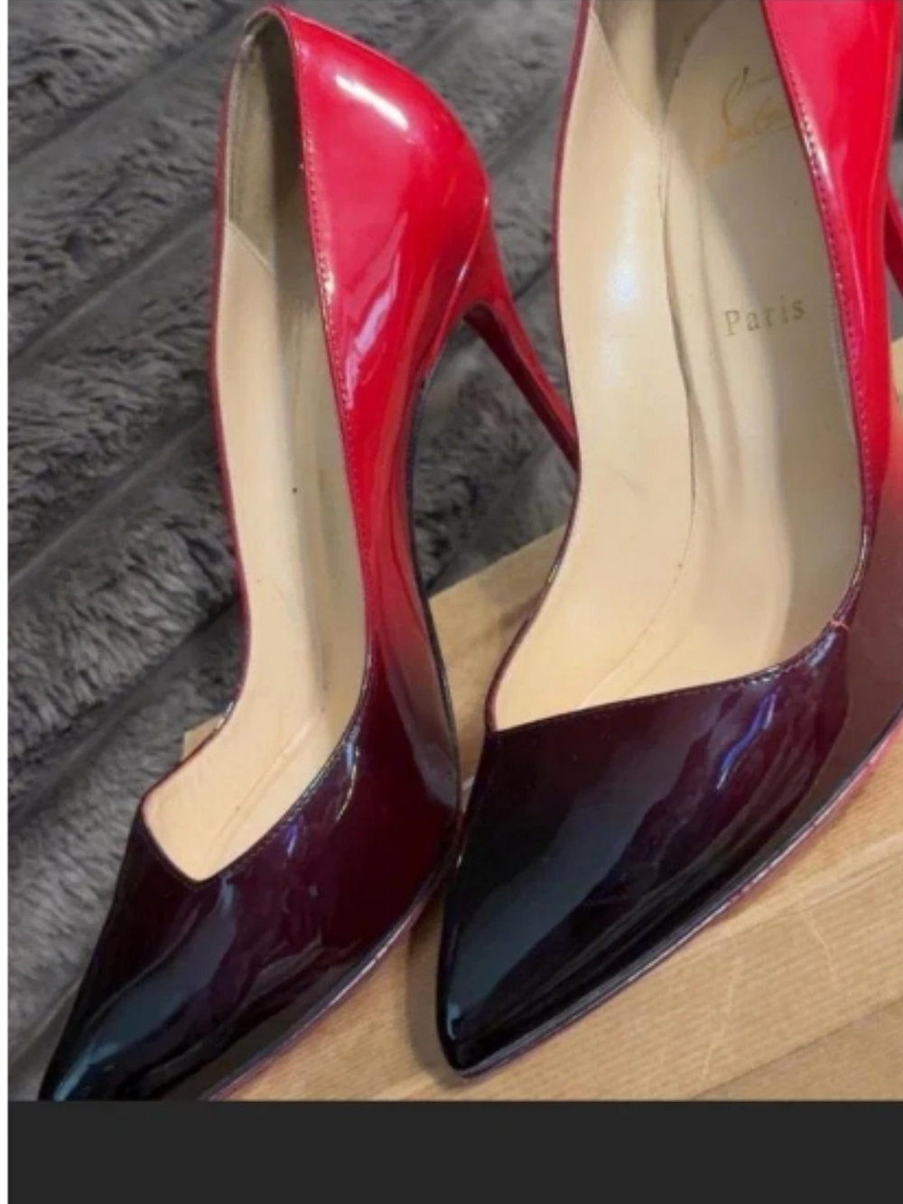 Christian Louboutin Red to Black Ombre Patent Leather Stiletto Pumps